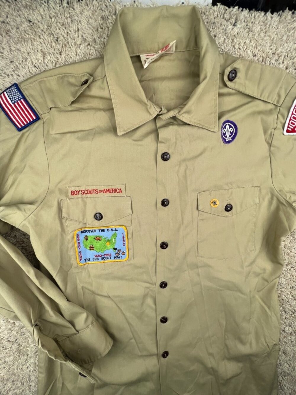 VTG Boy Scouts 1992 Official Shirt USA Made Medium 15/15.5 Troop 529 Indiana
